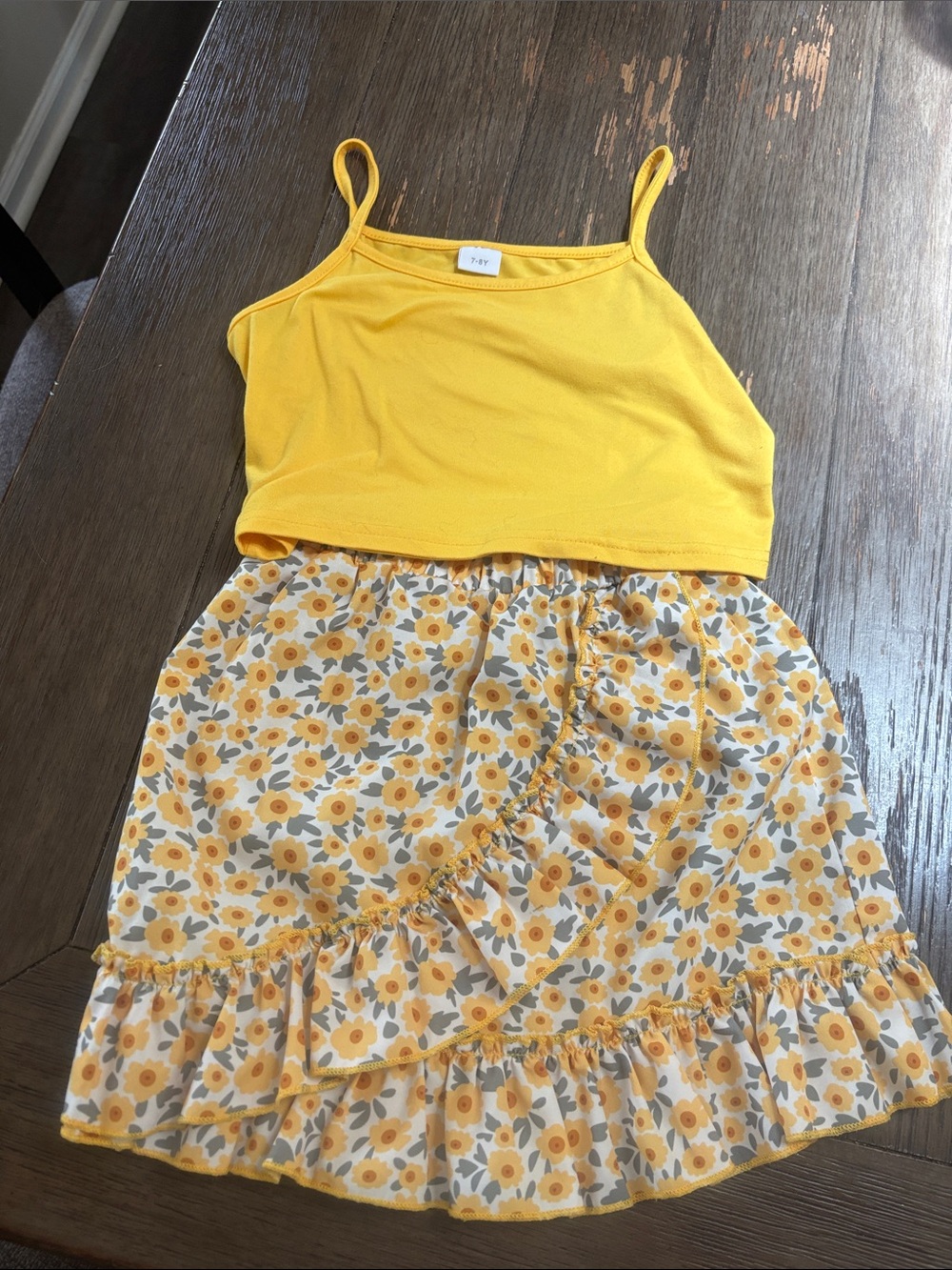 Yellow Floral Skirt and Tank Set - Kids